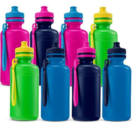 Bedwina Bulk Water Bottles For Kids - (Bulk Pack of 72) 18 Oz - 7.5 Inch BPA-Free Plastic Water Bottles w/Pop-up Tops for Summer, Reusable Water Bottles Bulk for School, Sports Birthday Party Favors